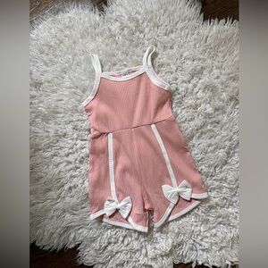SHEIN Pink Kids Romper with White Trim